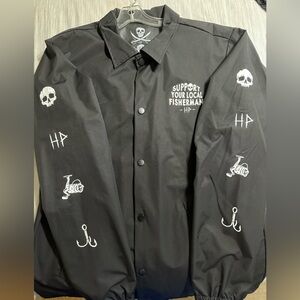 HAGGARD PIRATE Mens “Support Your Local Fisherman” Windbreaker XL NWOT